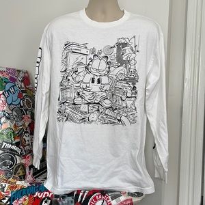 Men's L The Hundreds x Garfield Messy white longsleeve t-shirt